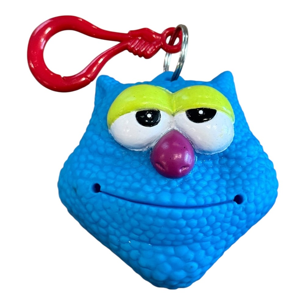 Vintage 90s Monster Munchers Rubber Toy Clip On Charm‎ Key Chain Blue Purple